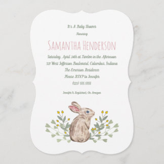 Elegant Vår Woodland Bunny Baby Shower Inbjudan