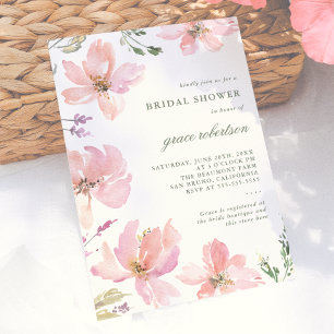 Elegant vårblomma akvarell bröllopsdusch inbjudningar