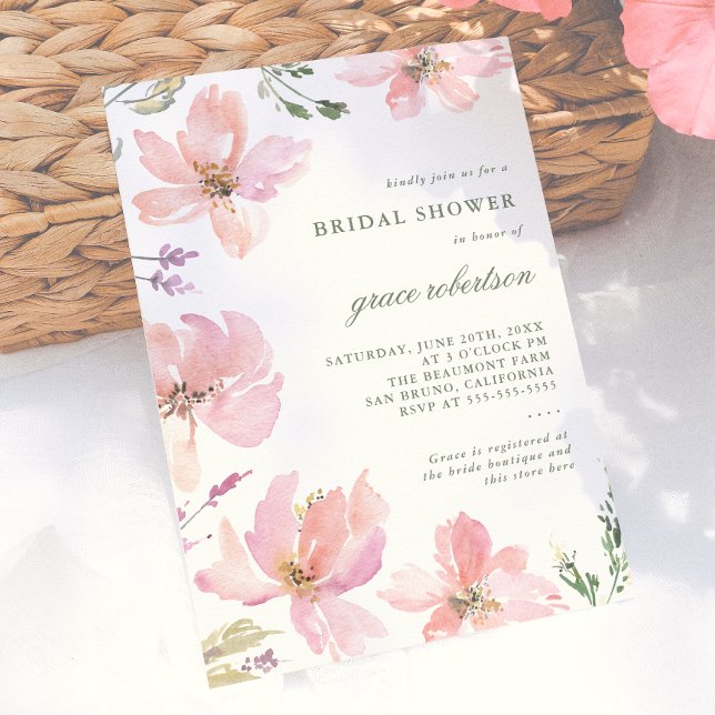 Elegant vårblomma akvarell bröllopsdusch inbjudningar (Skapare uppladdad)