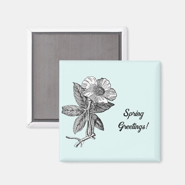 Elegant vårblomma botanisk illustration  magnet (Front/Back)
