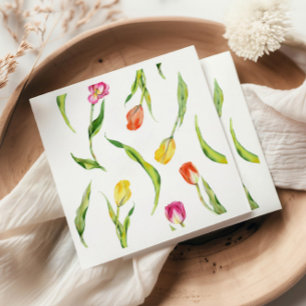 Elegant vårblomma Tulpan Bröllopsdusch Pappersservett