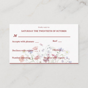 Elegant vårblomma Vattenfärg Blomma RSVP Tilläggskort