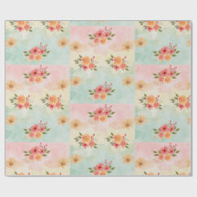 Elegant vårblomma vattenfärg grid presentpapper