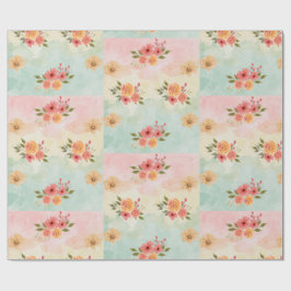 Elegant vårblomma vattenfärg grid presentpapper