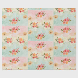Elegant vårblomma vattenfärg grid presentpapper