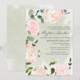 Elegant vårblommig rosa bröllopsdusch inbjudningar