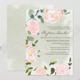Elegant vårblommig rosa bröllopsdusch inbjudningar