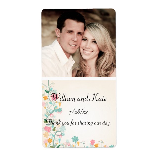 Elegant, vårblommor, bröllopsvin, anpassad fraktsedel (Framsidan)