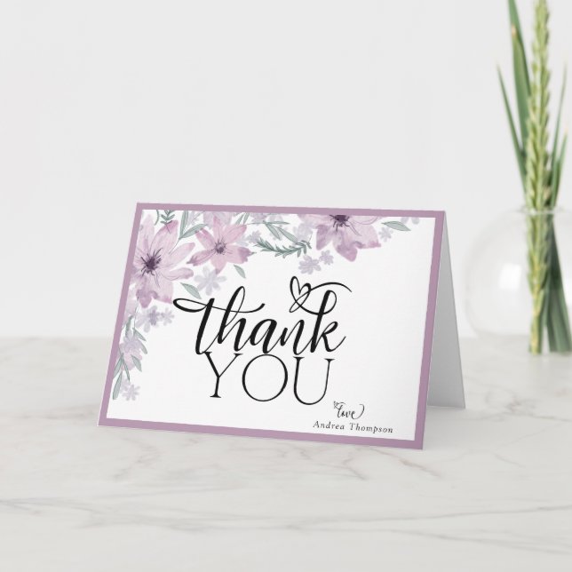 Elegant vårblomsterbröllopsdusch tack kort (Framsida)