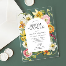 Elegant vårens vattenfärg blommande bröllopsdusch