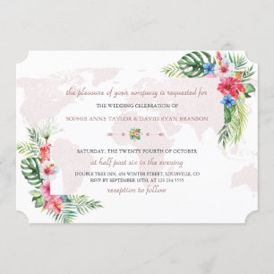 Elegant: Världskartan över den tropiska Blommigten Inbjudningar