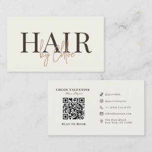 Elegant varm kräm beige salong QR-kod media Visitkort