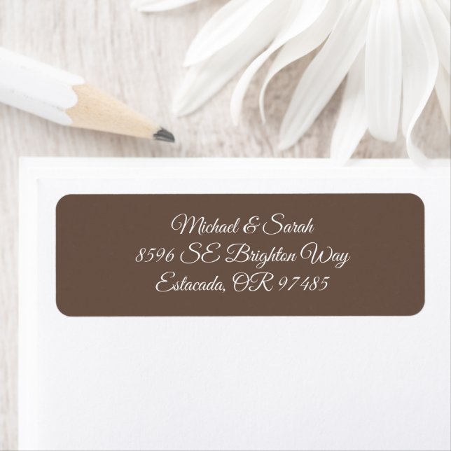 Elegant varm mocha brun returadress etikett (Insitu)