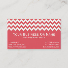 Elegant varm persimon rosa vit chevron visitkort