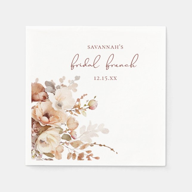 Elegant varm rosa blomstermässa för bröllop pappersservett (Framsidan)