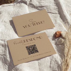 Elegant varmt beige gammalt pengar QR-kod bröllop OSA Kort