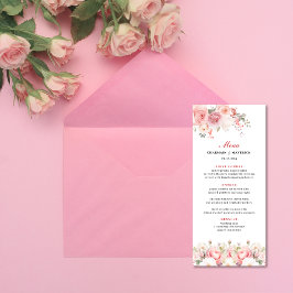 Elegant vårros rosa bröllop meny