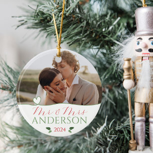 Elegant Vårt första Bröllop-gift med julfoto Julgransprydnad Keramik