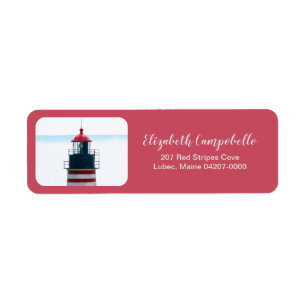 Elegant Väster Quoddy Coral Lighthouse Adress Returadress Etikett