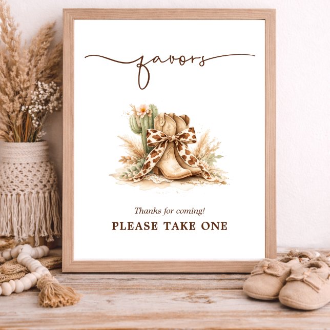 Elegant västerländsk liten cowboy-babyshower-favor poster (Skapare uppladdad)