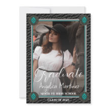 Elegant västerländsk svart läder foto examen