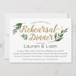 Elegant Vatercolor Greenery Rehearsal-inbjudan Inbjudningar