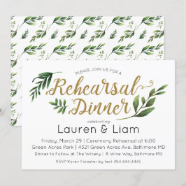 Elegant Vatercolor Greenery Rehearsal-inbjudan Inbjudningar