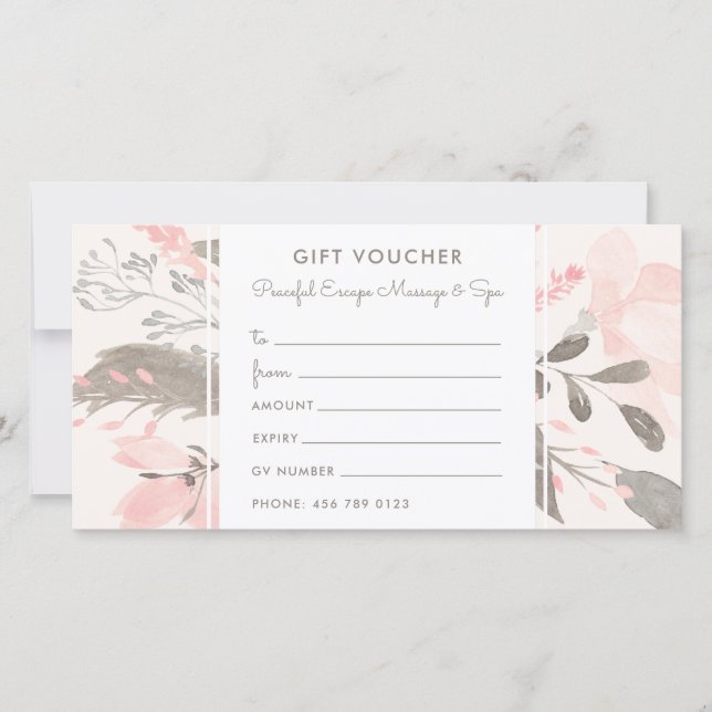 Elegant Vatercolor  Rosa Taupe Gift Voucher (Framsida)