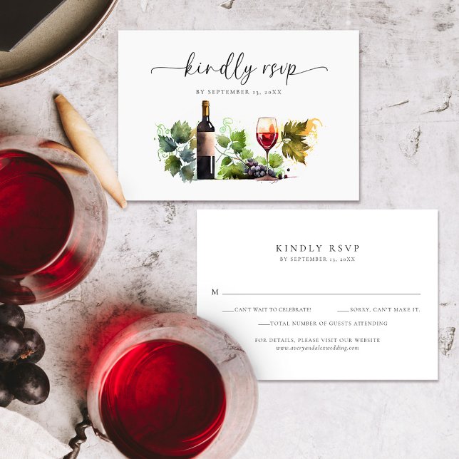 Elegant Vatercolor Vineyard Bröllop OSA Card Tack Kort (Skapare uppladdad)