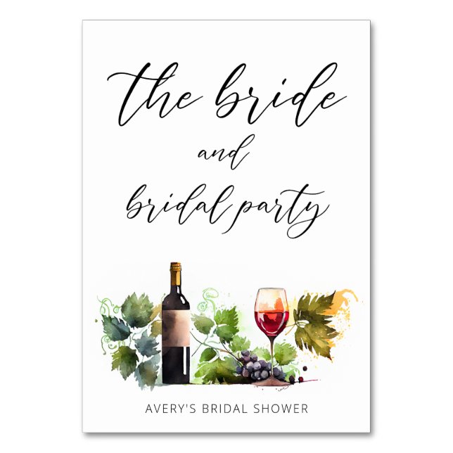 Elegant Vatercolor Vineyard Modern Script Bordsnummer (Framsidan)