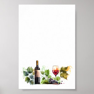Elegant Vatercolor Vineyard Modern Script Poster