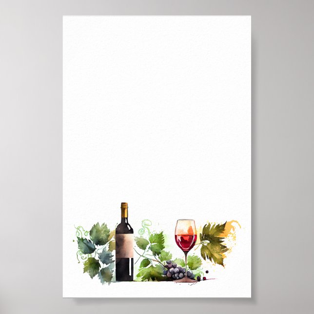 Elegant Vatercolor Vineyard Modern Script Poster (Framsidan)
