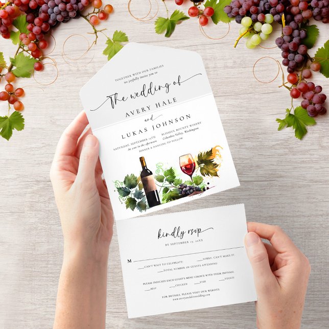 Elegant Vatercolor Vineyard Monogram Bröllop (Skapare uppladdad)