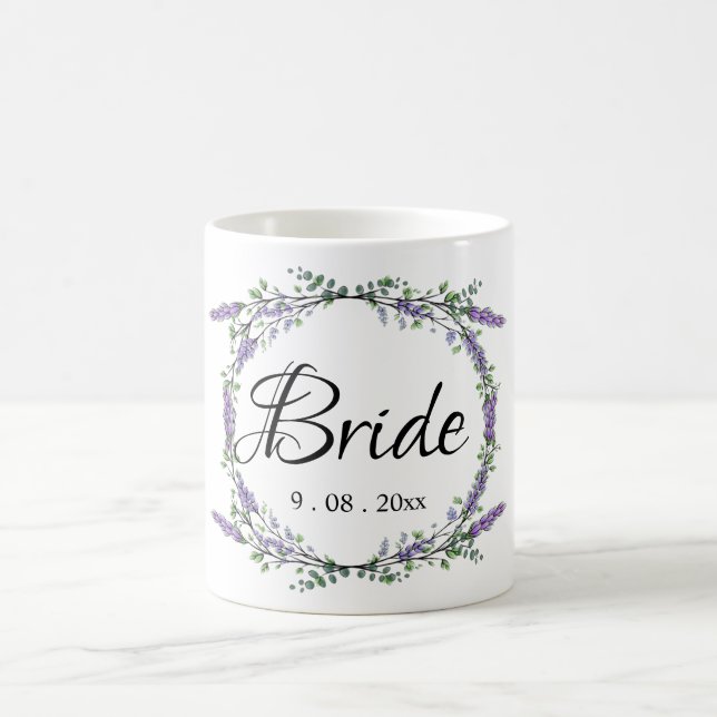 Elegant vattencolor Lavender Eucalyptus Bride Kaffemugg (Center)