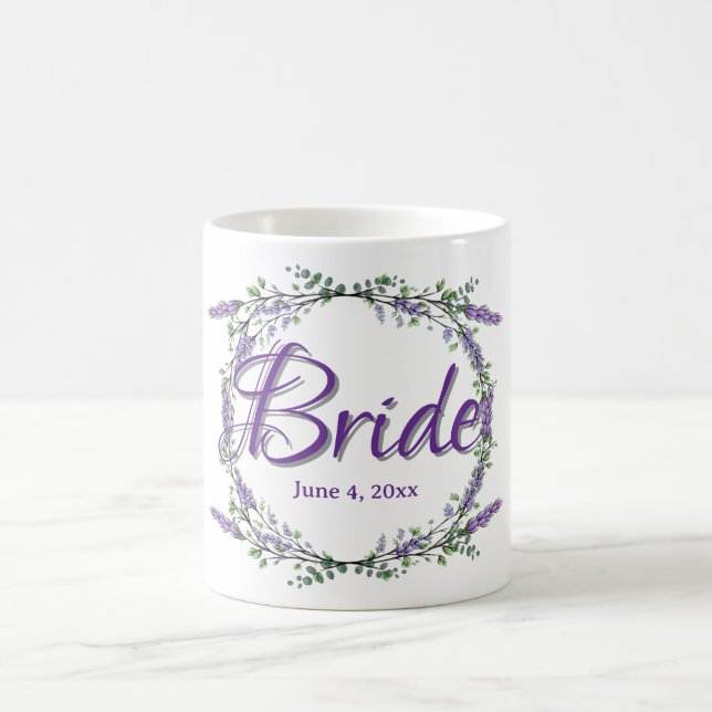 Elegant vattencolor Lavender Eucalyptus Bride Kaffemugg (Center)