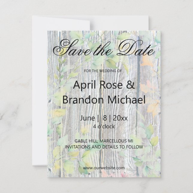 Elegant vattencolor rosa wildblommwood spara datumet (Framsida)