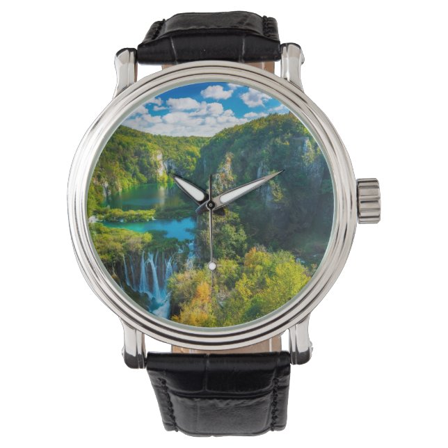 Elegant vattenfallsscen, Kroatien Armbandsur (Framsida)
