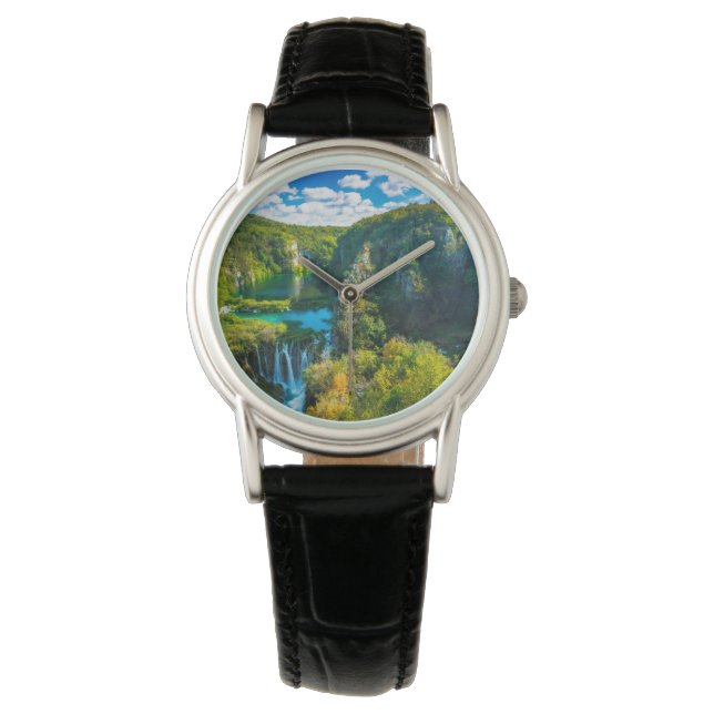 Elegant vattenfallsscen, Kroatien Armbandsur (Framsida)