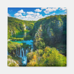 Elegant vattenfallsscen, Kroatien Magnet