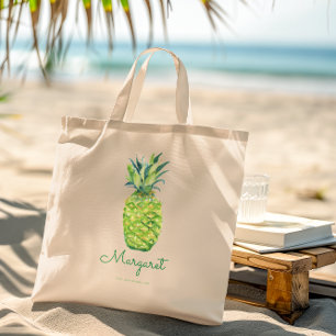 Elegant Vattenfärg Ananas Vacker Tropisk Frukt Tygkasse