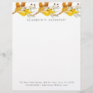 Elegant Vattenfärg Autumn Foliage Letterhead Brevhuvud