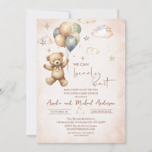 Elegant Vattenfärg Bear Teddy babydusch Inbjudningar