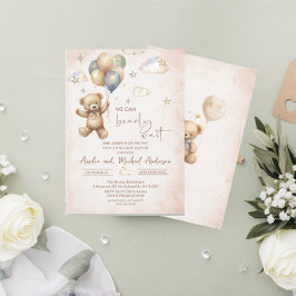 Elegant Vattenfärg Bear Teddy babydusch Inbjudningar