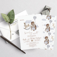 Elegant Vattenfärg Bear Teddy babydusch