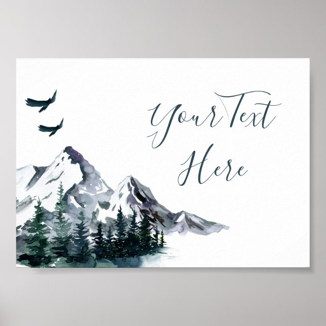 Elegant vattenfärg berg skogslandskap poster (Framsidan)