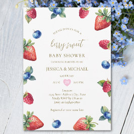 Elegant Vattenfärg Berry Sweet Baby Shower Inbjudningar