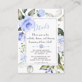 Elegant vattenfärg blå blomster ram Bröllopsdetalj Tilläggskort