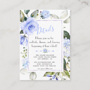 Elegant vattenfärg blå blomster ram Bröllopsdetalj Tilläggskort