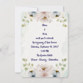 Elegant vattenfärg blå blomsterbröllopsinbjudan inbjudningar
