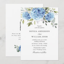 Elegant vattenfärg blå hortensia flora bröllop